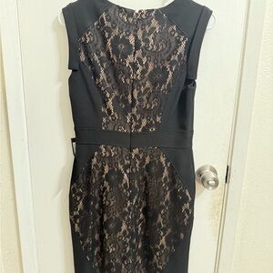 Nordstrom Black and Gold Lace Midi Dress